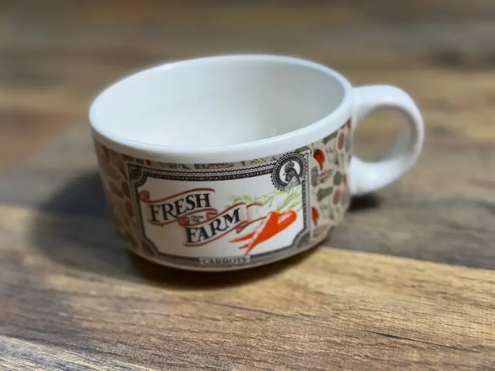 Vintage Houston Harvest Fresh From The Farm Soup Mug Carrots Peas